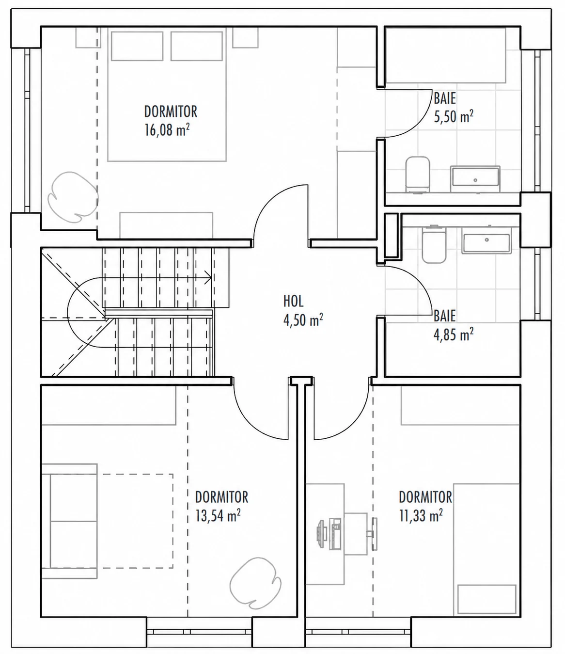 Plan etaj 1, Casa 11 B, Unitatea 1