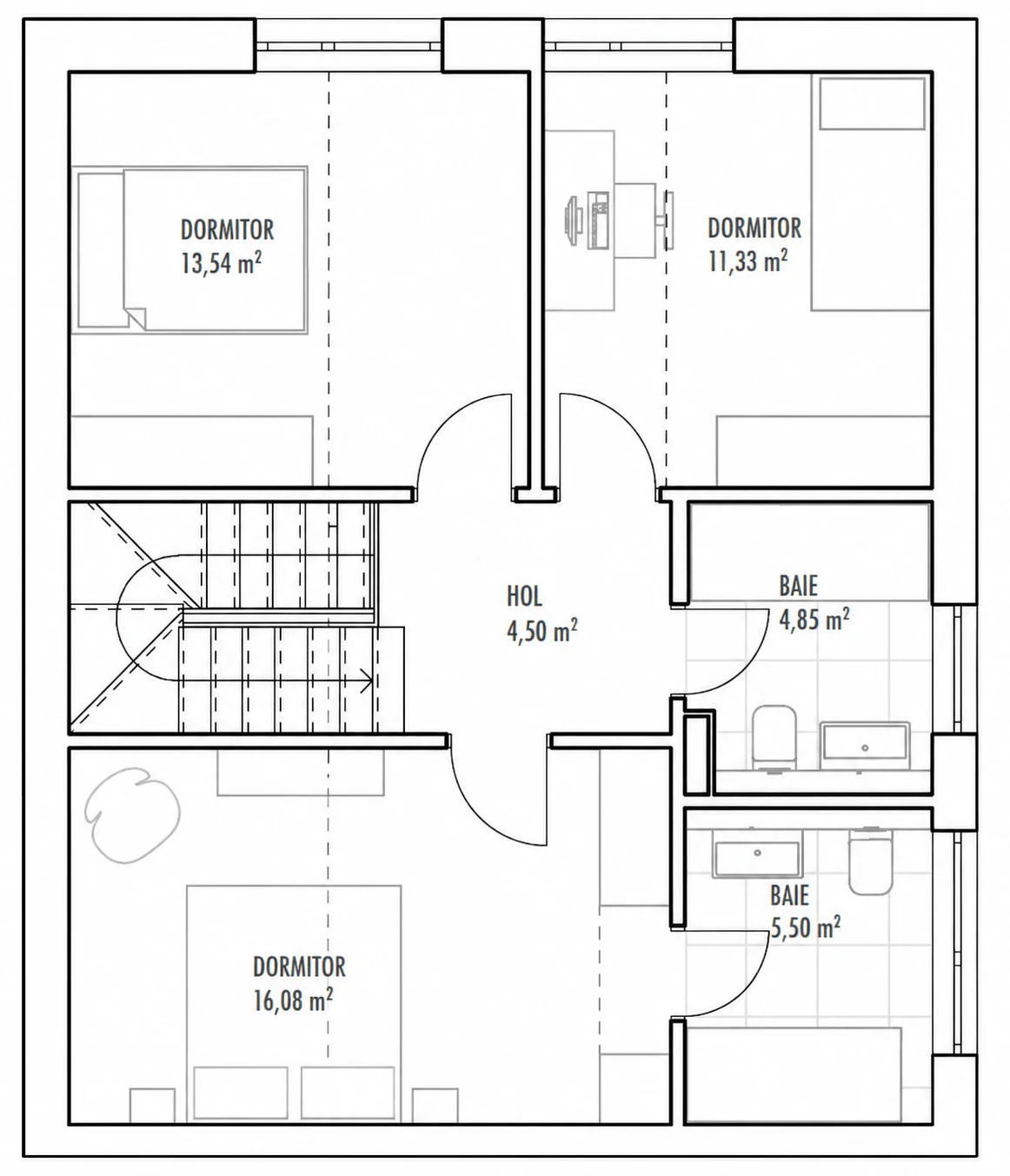 Plan etaj 1, Casa 11 B, Unitatea 2