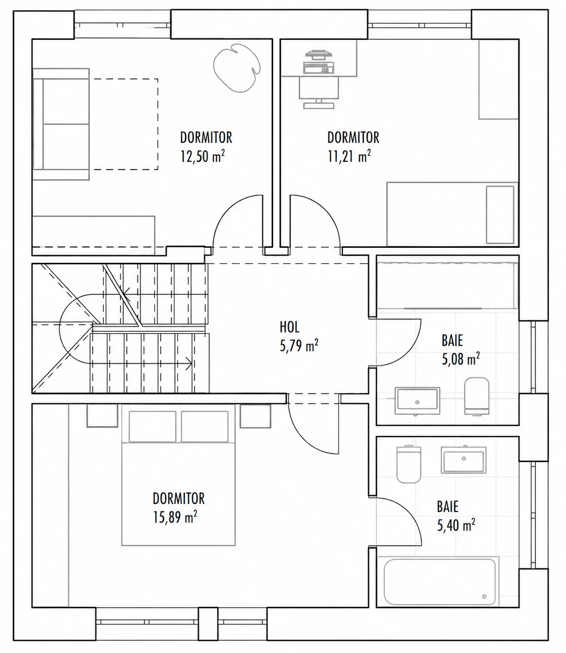 Plan etaj 1, Casa 13, Unitatea 2