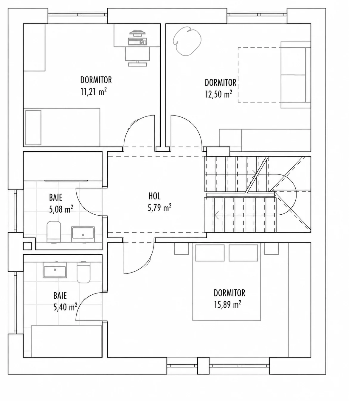 Plan etaj 1, Casa 13 A, Unitatea 1