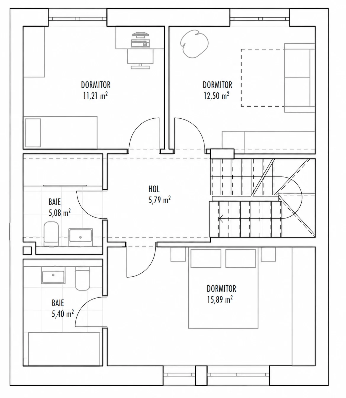 Plan etaj 1, Casa 13 B, Unitatea 1