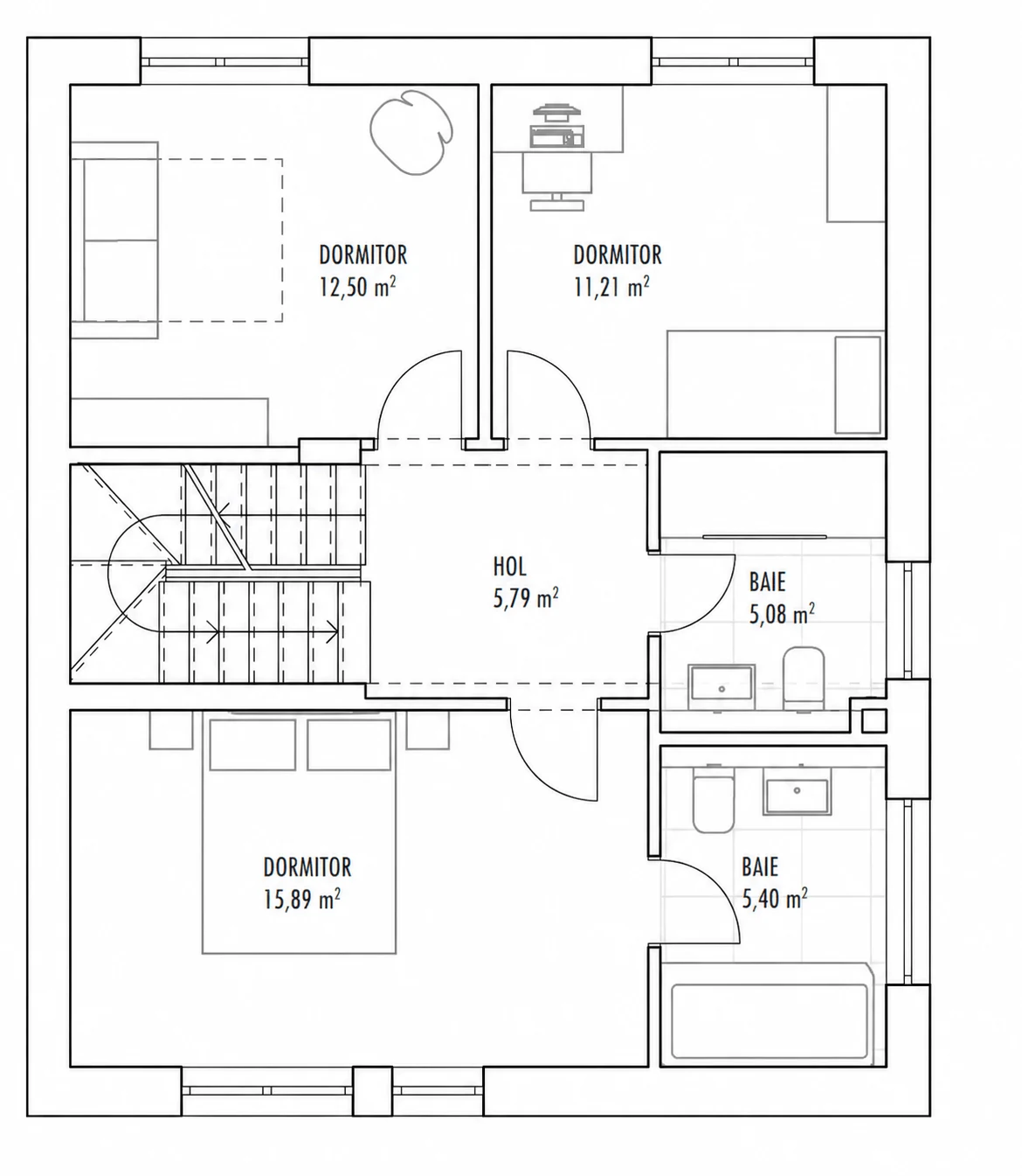 Plan etaj 1, Casa 13 B, Unitatea 2
